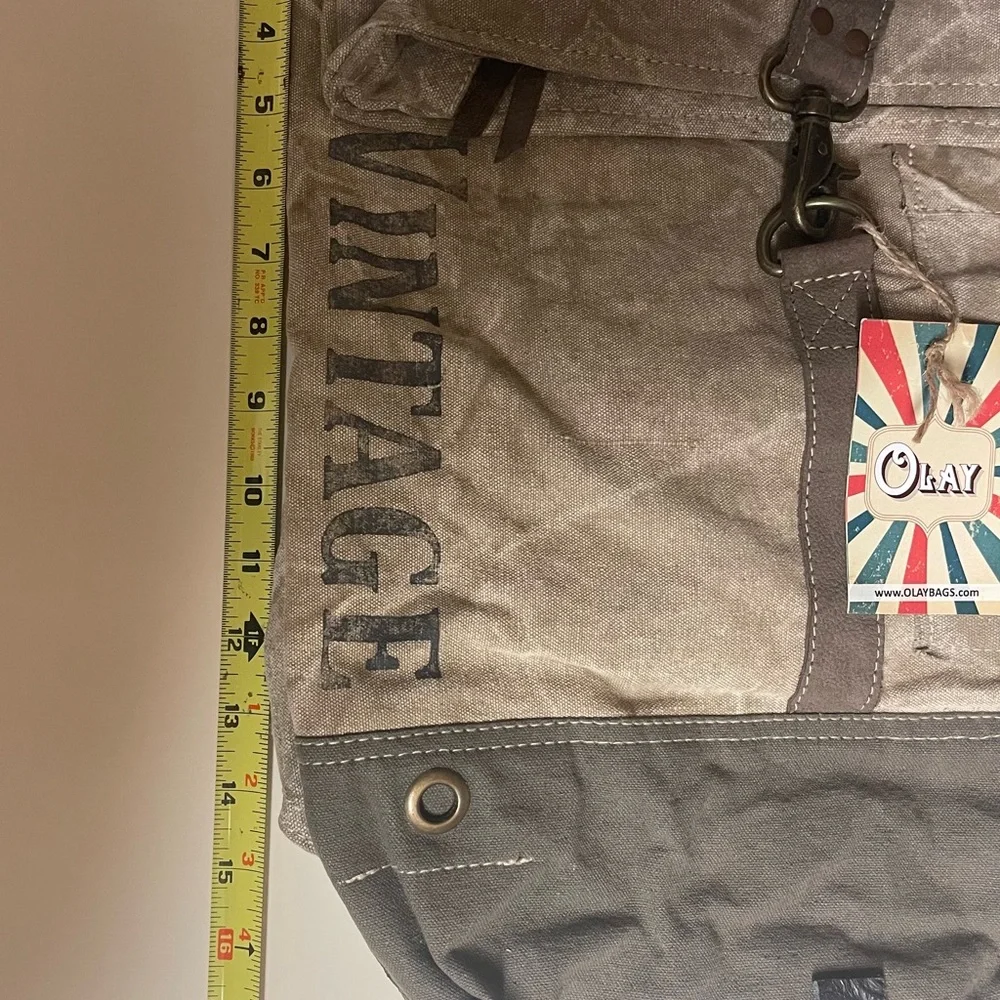 NWT Vintage Canvas Backpack - Tan and Brown Olay